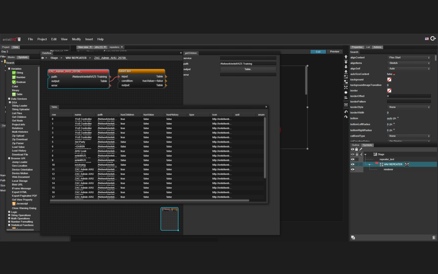 graphic editor screen for hvac automation controls